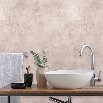 Papel de Parede Vinil Autocolante Cimento Queimado Rosa – Decore com Estilo!