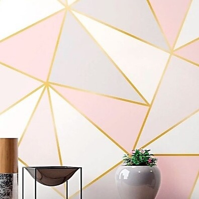 Papel de Parede Zara Rosê Gold Geométrico – Elegância em 2,50m