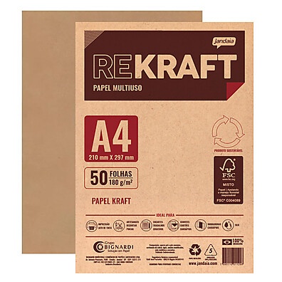 Papel Kraft A4 180g Jandaia – Qualidade e Versatilidade em 50 Folhas