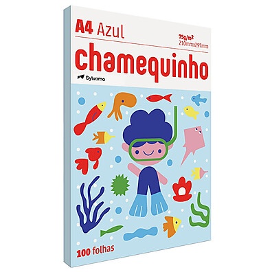 Papel Sulfite Azul A4 75g - Chamequinho com 100 Folhas