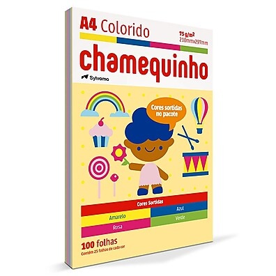 Papel Sulfite Colorido A4 Chamequinho: 100 Folhas Vibrantes!