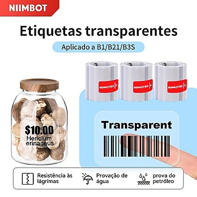 Papel Térmico NIIMBOT B21 – Etiquetas Transparentes e Resistentes