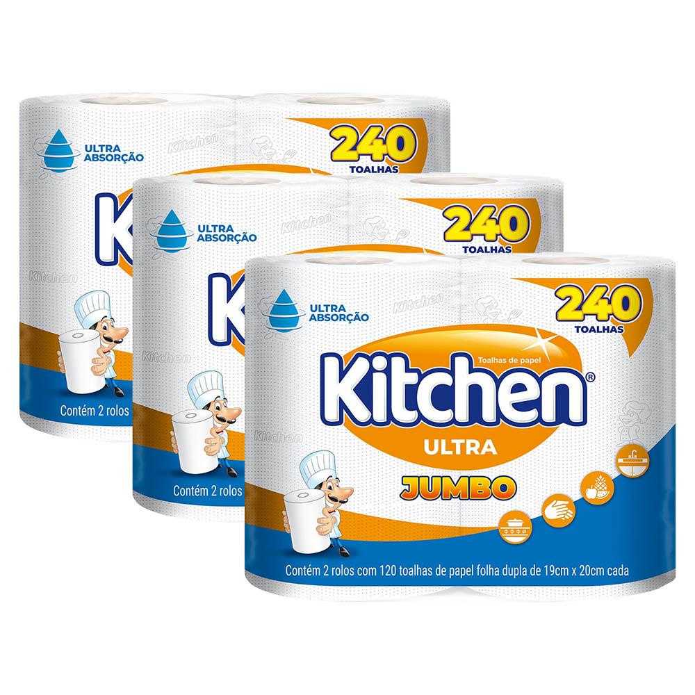 Papel Toalha Kitchen Ultra Jumbo: Kit 3x240 Folhas