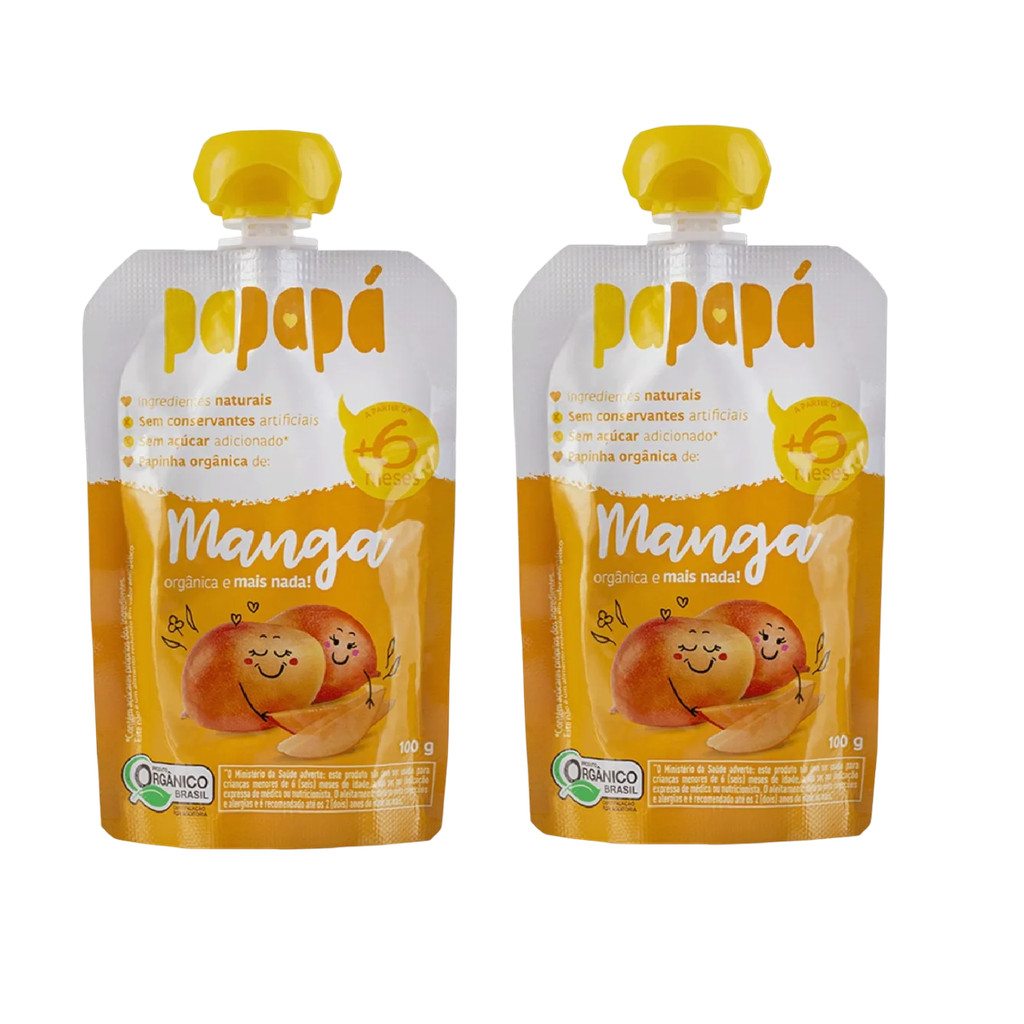 Papinha Orgânica Manga Papapá Squeeze 100g – Alimente seu Bebê com Sabor Natural!