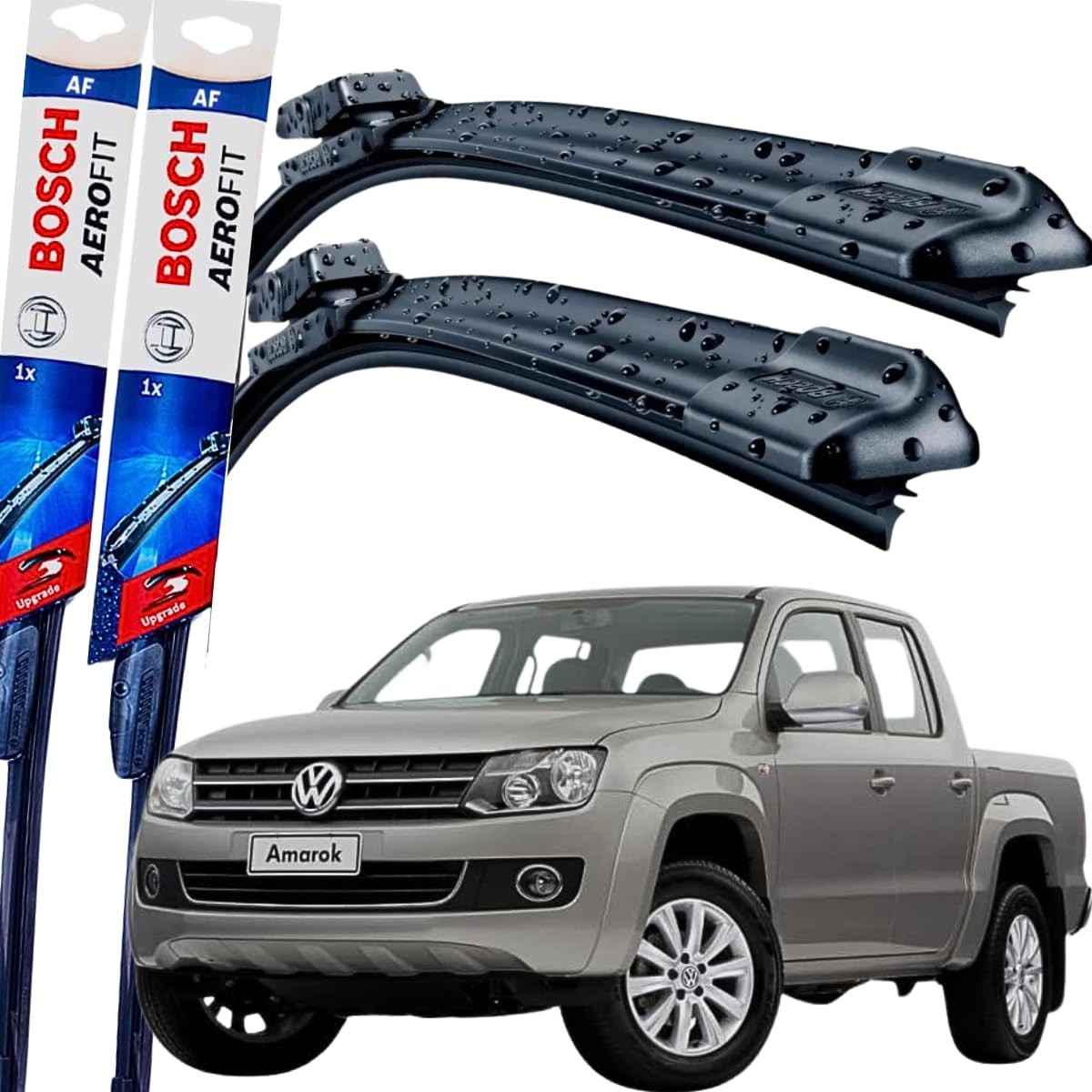 Par de Palhetas Limpador Parabrisa Bosch Aerofit Silicone para Amarok 2010-2012