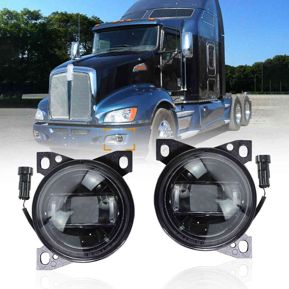 Faróis de Neblina LED Pretos para Peterbilt 579/587 e Kenworth T660 (2013-2021) - Par Completo