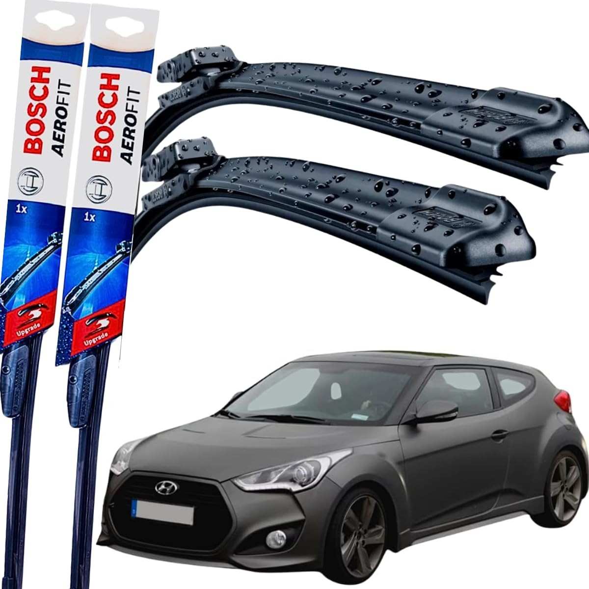 Par Palheta Limpador Parabrisa Dianteiro Silicone Bosch para Hyundai Veloster (2011-2013)