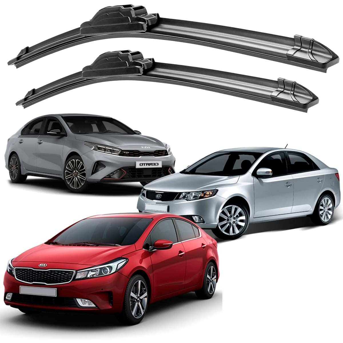 Par de Palhetas Limpador Parabrisa Dianteiro Kia Cerato 2013-2022 - Visibilidade Impecável