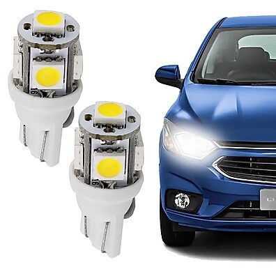 Par de Lâmpadas LED T10 Pingão 12V Branca 5000K