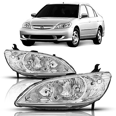 Par Farol Civic 2004 2005 2006 Foco Duplo Cromado – Segurança e Estilo