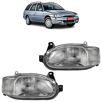 Par Farol Escort 97/02 Cromado com Lente Estriada