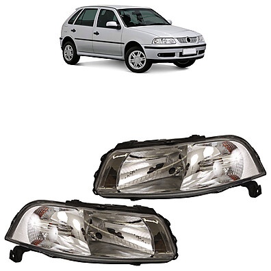 Par Farol Gol G3 1999-2005 com Máscara Cromada – Novo Visual