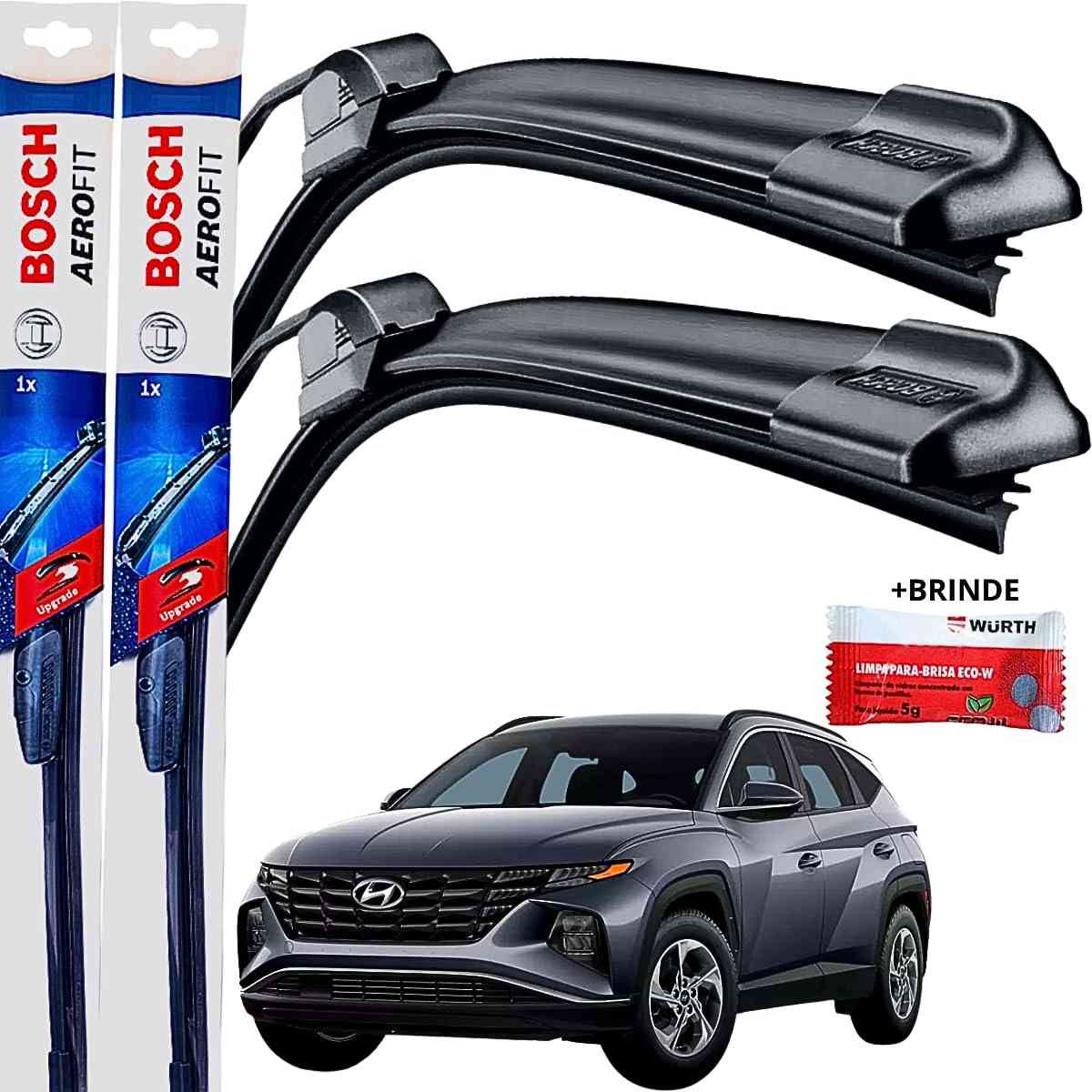 Par de Palhetas Limpador Parabrisa Bosch Aerofit Silicone Hyundai Tucson 2017-2024