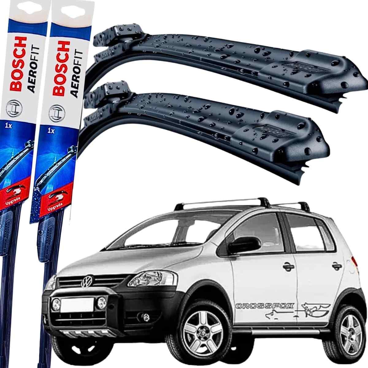 Par de Palhetas Limpador Parabrisa Bosch Aerofit Silicone para Cross Fox (2005-2009) - Visibilidade e Durabilidade Superior