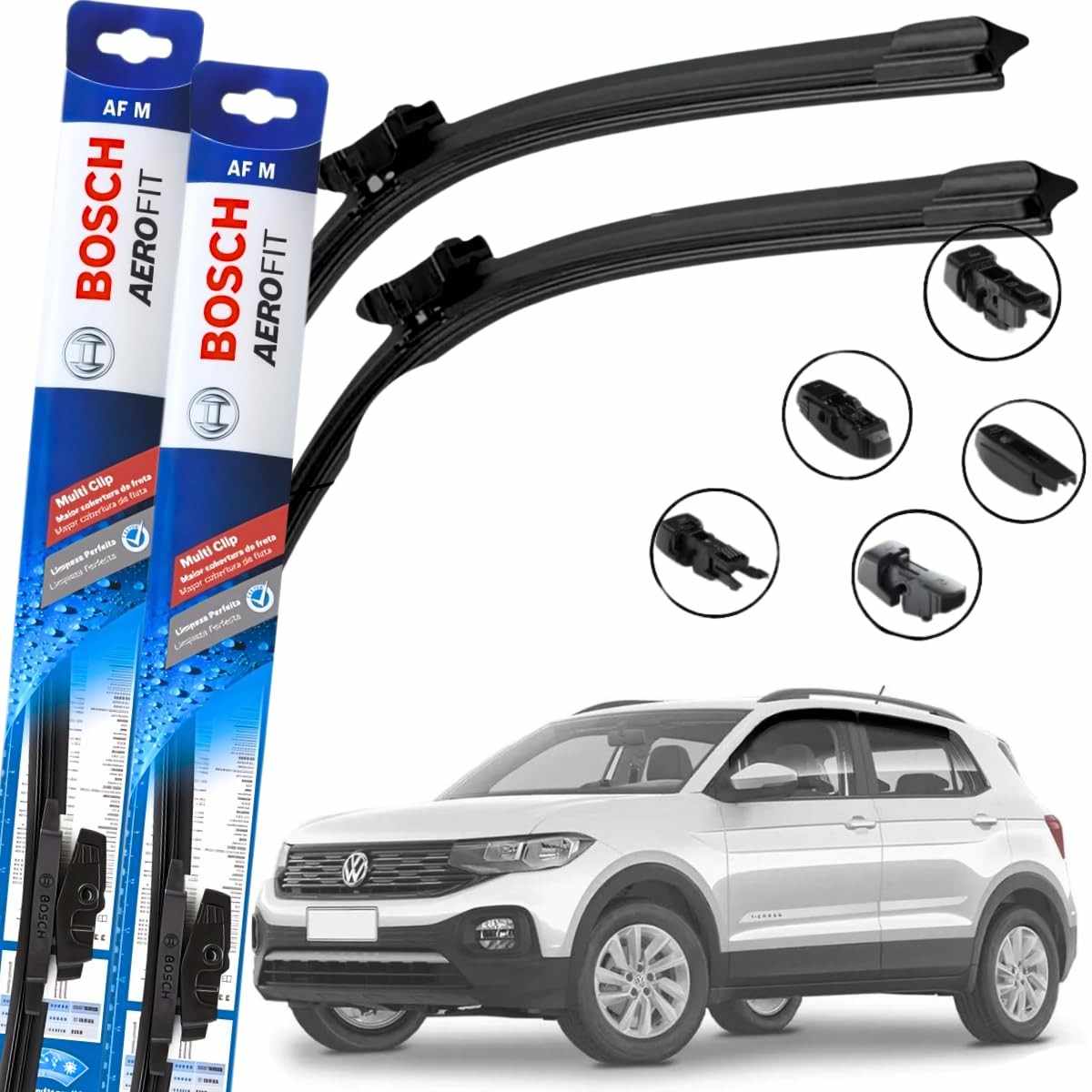 Par de Palhetas Limpador Parabrisa Bosch Aerofit Multiclip T-Cross 2019-2024