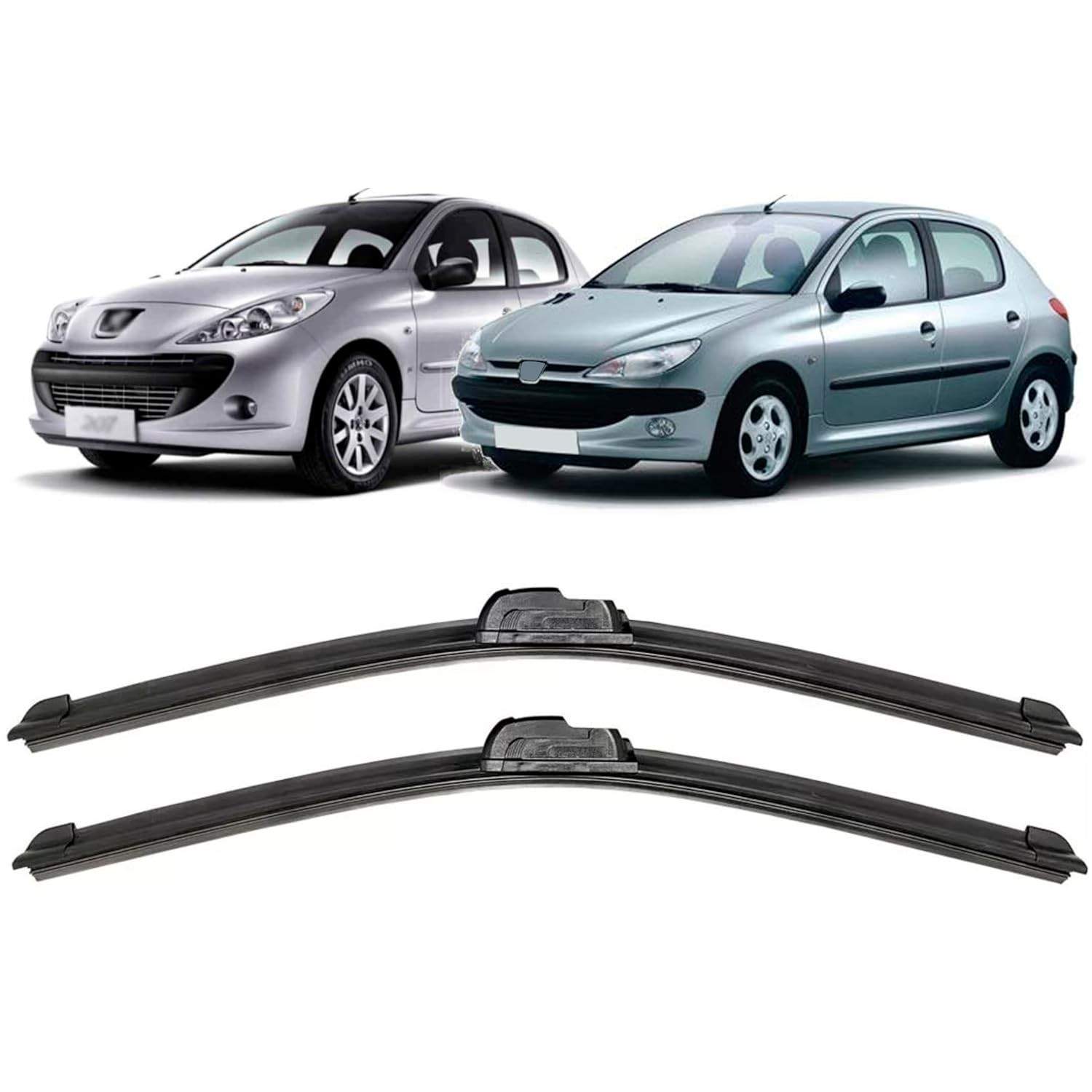 Par de Palhetas Limpador Parabrisa Peugeot 206/207 (1998-2015) - Silicone Premium