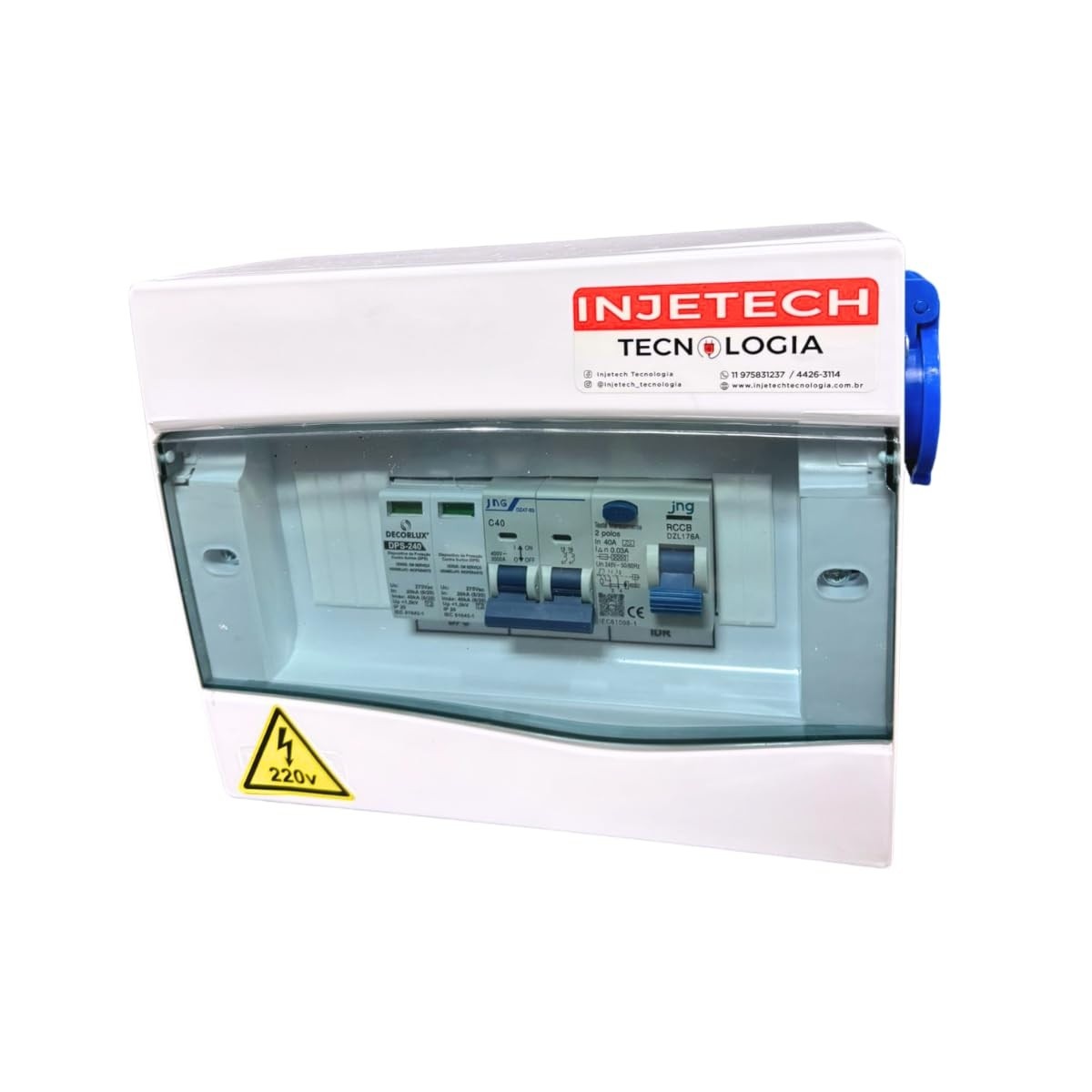 Quadro de Proteção para Carregador de Carro Elétrico (Wallbox) - Tomada 20A 220V Segura