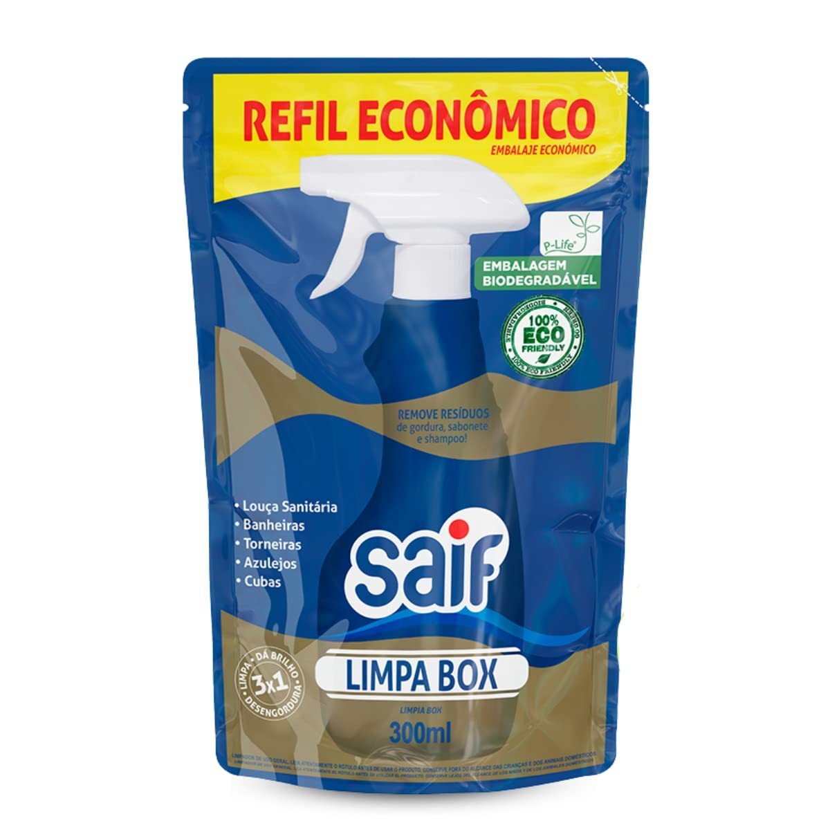 Limpa Box Sachê Saif 300ml - Limpador 3 em 1 para Banheiro com Ação Desengordurante