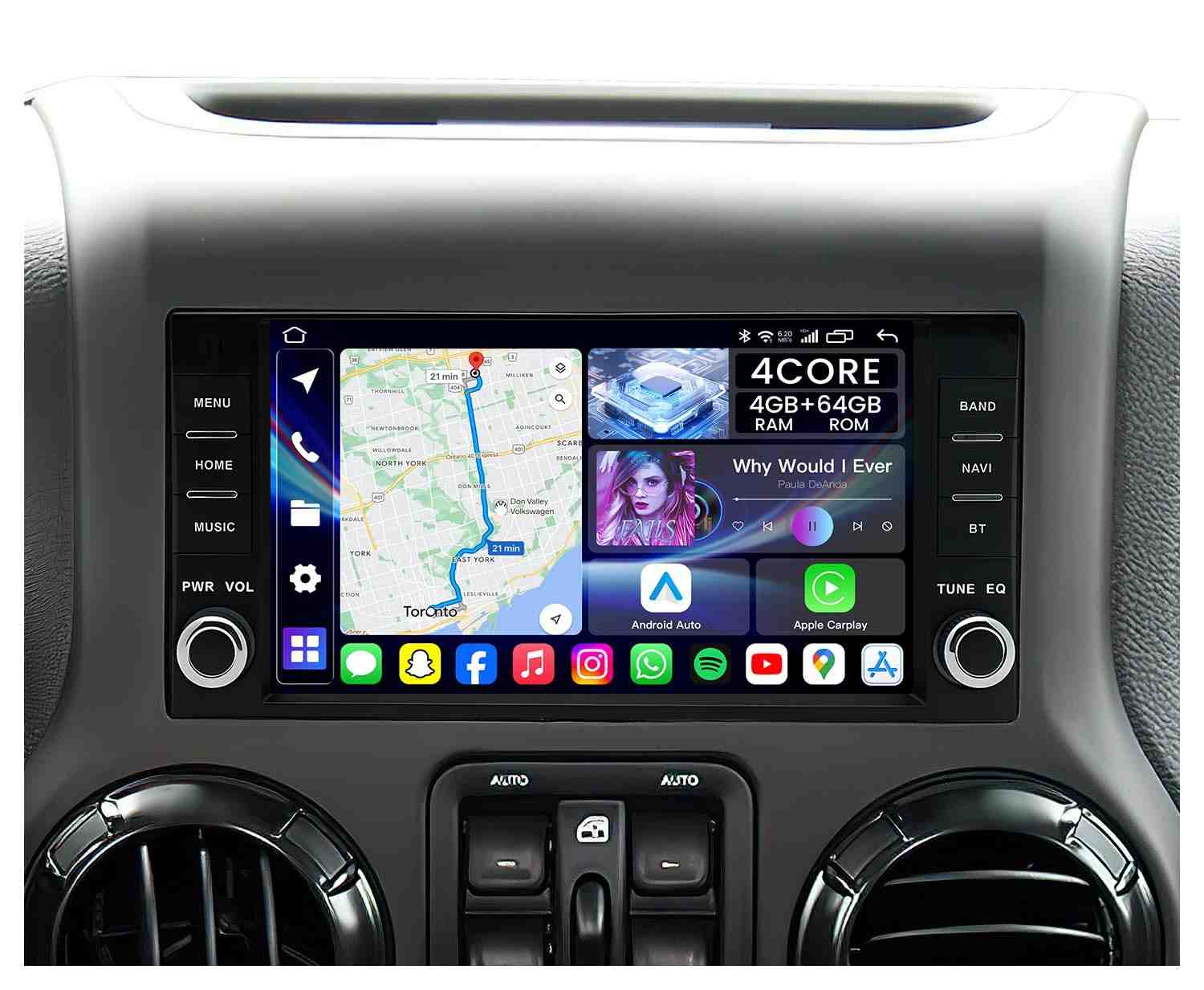 Central Multimídia 4+64GB para Jeep Wrangler: A Evolução do Seu Carro!