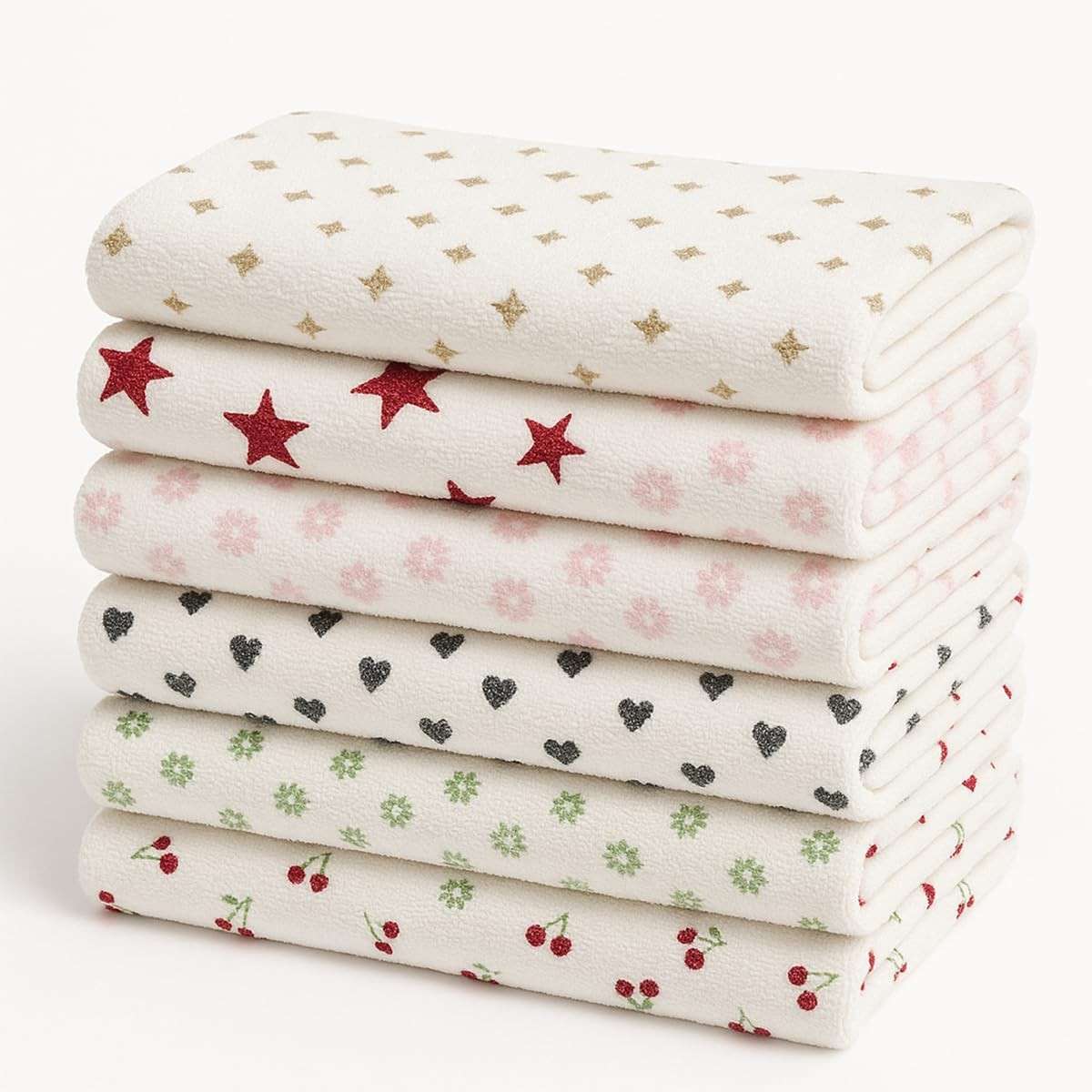Kit 5 Panos de Copa em Microfibra 35x60cm - Toalhas Estampadas para Cozinha com Ótima Absorção
