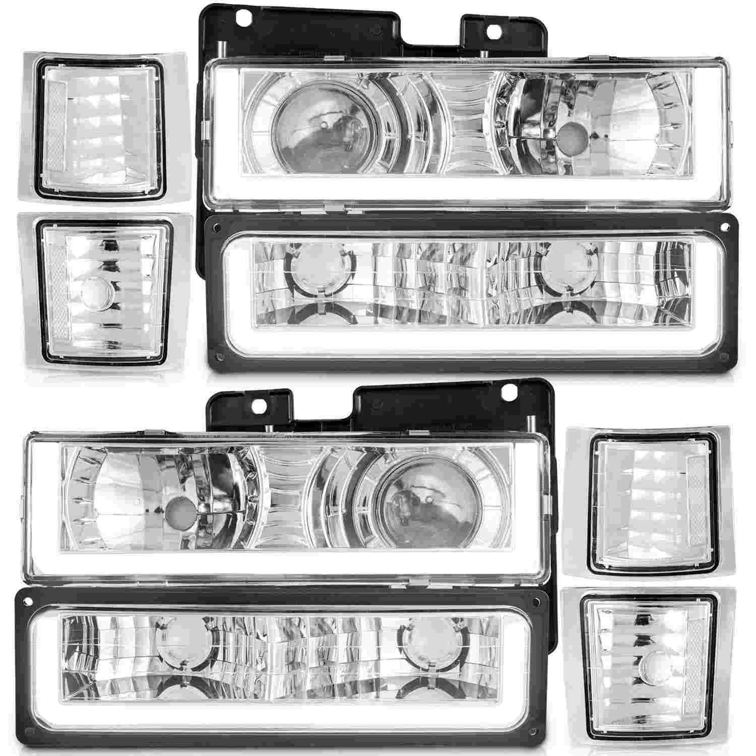 Faróis de LED WEELMOTO para Chevy C10/Silverado/Tahoe/Suburban 92-98: Iluminação Premium e Durabilidade Garantida