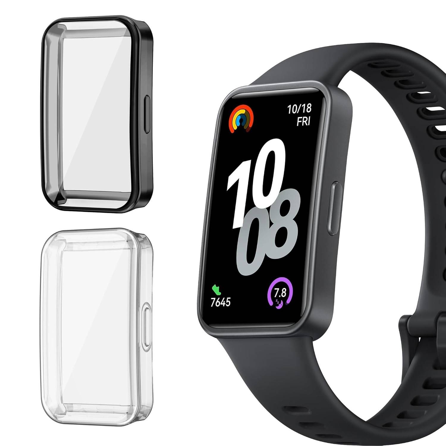 Kit 2 Películas Protetoras HAOZHI para Huawei Band 10, 9 e 8 - Proteção Total e Design Elegante (Preto + Transparente)