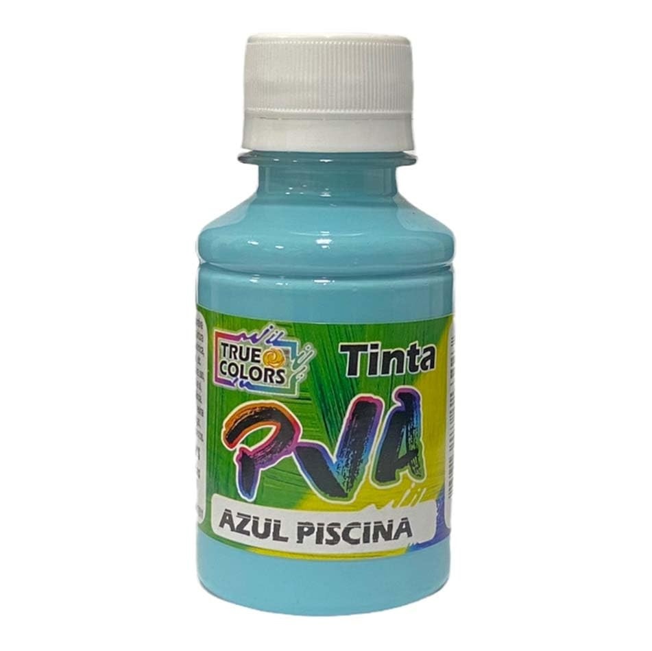 Tinta PVA 100ml True Colors Azul Piscina 6120 - Cor Vibrante e Duradoura para Piscinas