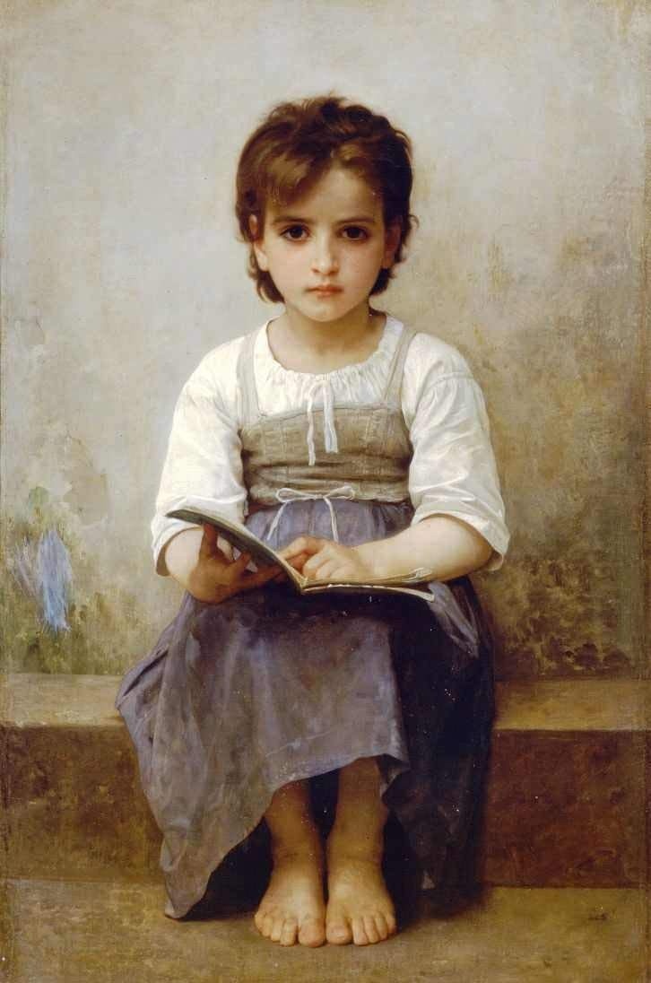 A Lição Difícil (1884) de William Bouguereau - Tela Canvas 30x45cm | Arte Clássica para Decoração