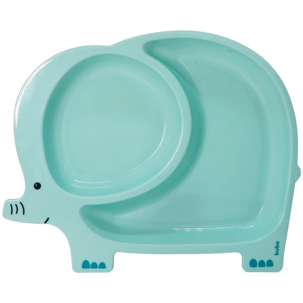 Pratinho com Divisórias Elefante Azul - Ideal para Introdução Alimentar do Bebê