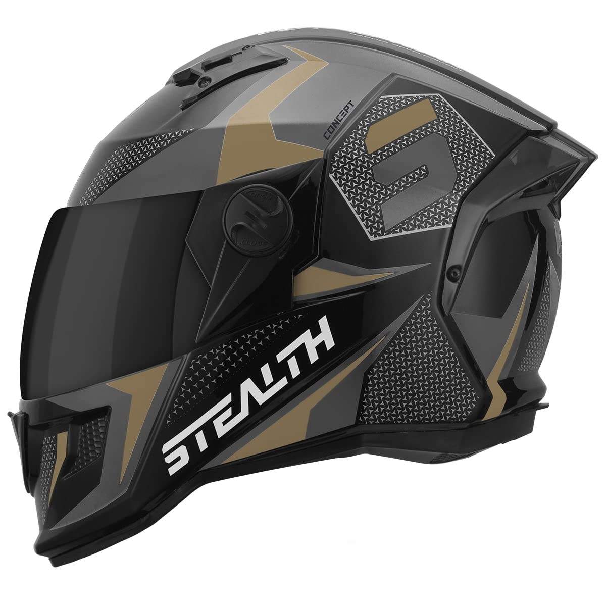 Capacete Fechado Pro Tork Stealth Concept Cinza Dourado - Segurança e Estilo para Você!