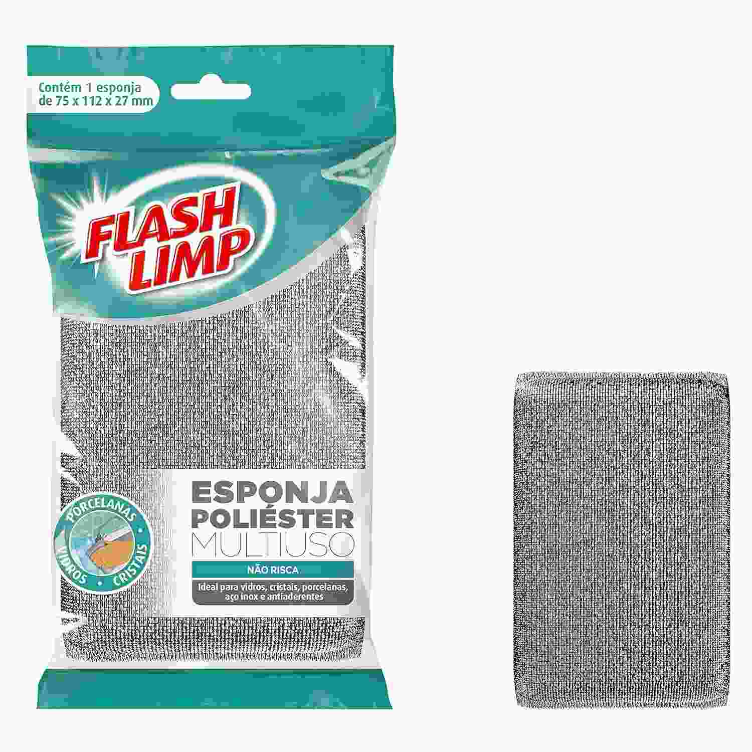 Flash Limp - Esponja Multiuso Poliéster para Lavar Louças Sem Riscar