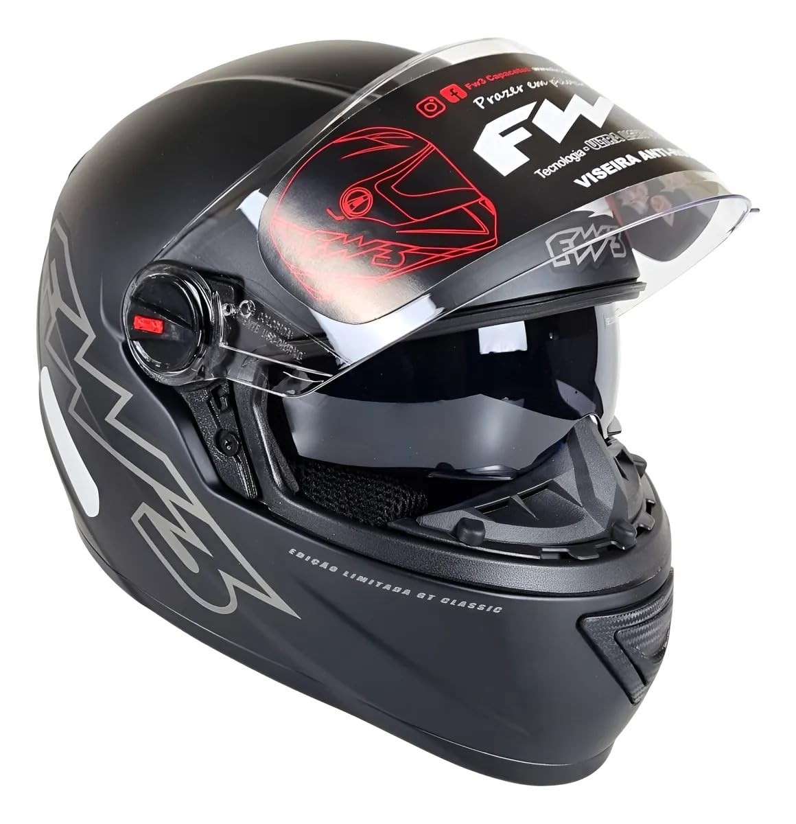 Capacete Moto Fw3 Gtx Classic Preto Fosco - Segurança e Estilo para Sua Jornada