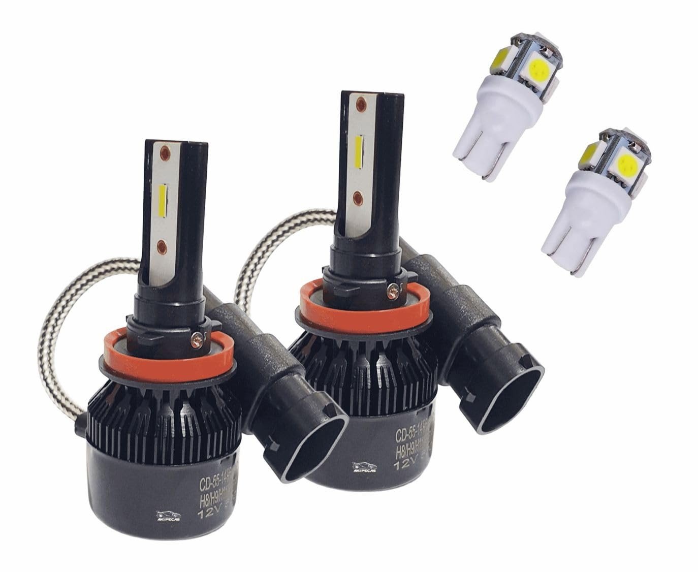 Kit Super LED H8 H9 H11 H16 + T10 6000K: Iluminação Premium para Faróis e Auxiliares