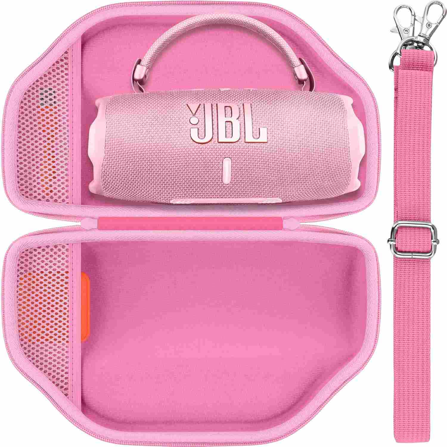 Capa Rígida Baval para JBL Charge 6/5: Proteção Premium e Portabilidade Total (Rosa)