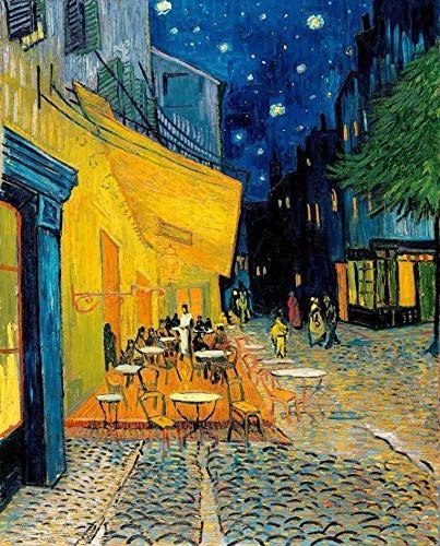 Tela Canvas com Obra 'O Terraço do Café à Noite' - 30x37cm | Arte Van Gogh para Decoração