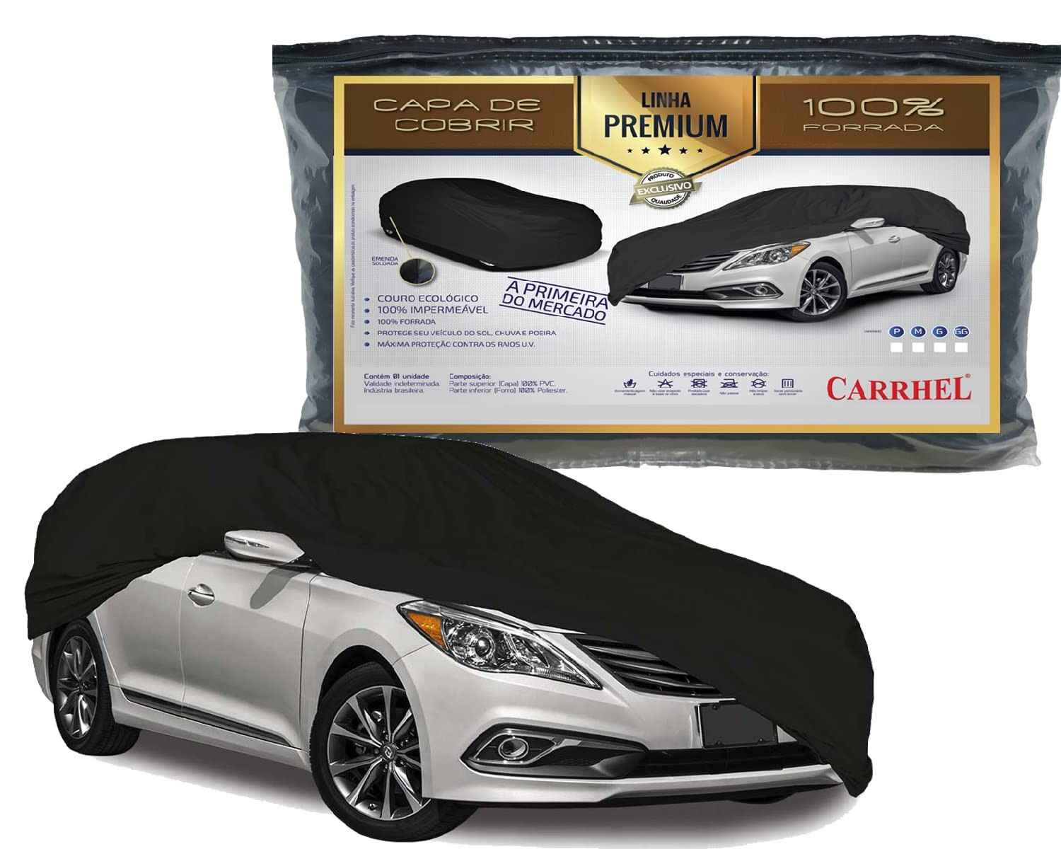 Capa Premium Impermeável e Forrada para Carro - Proteção Total Tamanho P