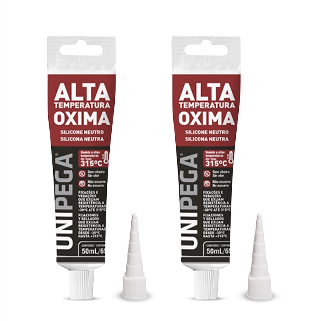 Kit 2 Colas Veda Sela Silicone Neutro Alta Temperatura 315°C para Forno e Motor - Preto