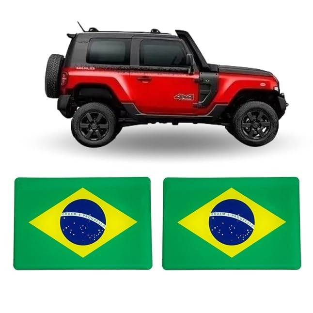 Adesivo Resinado Bandeira Brasil para Troller - Destaque Seu Veículo (2 Unidades)
