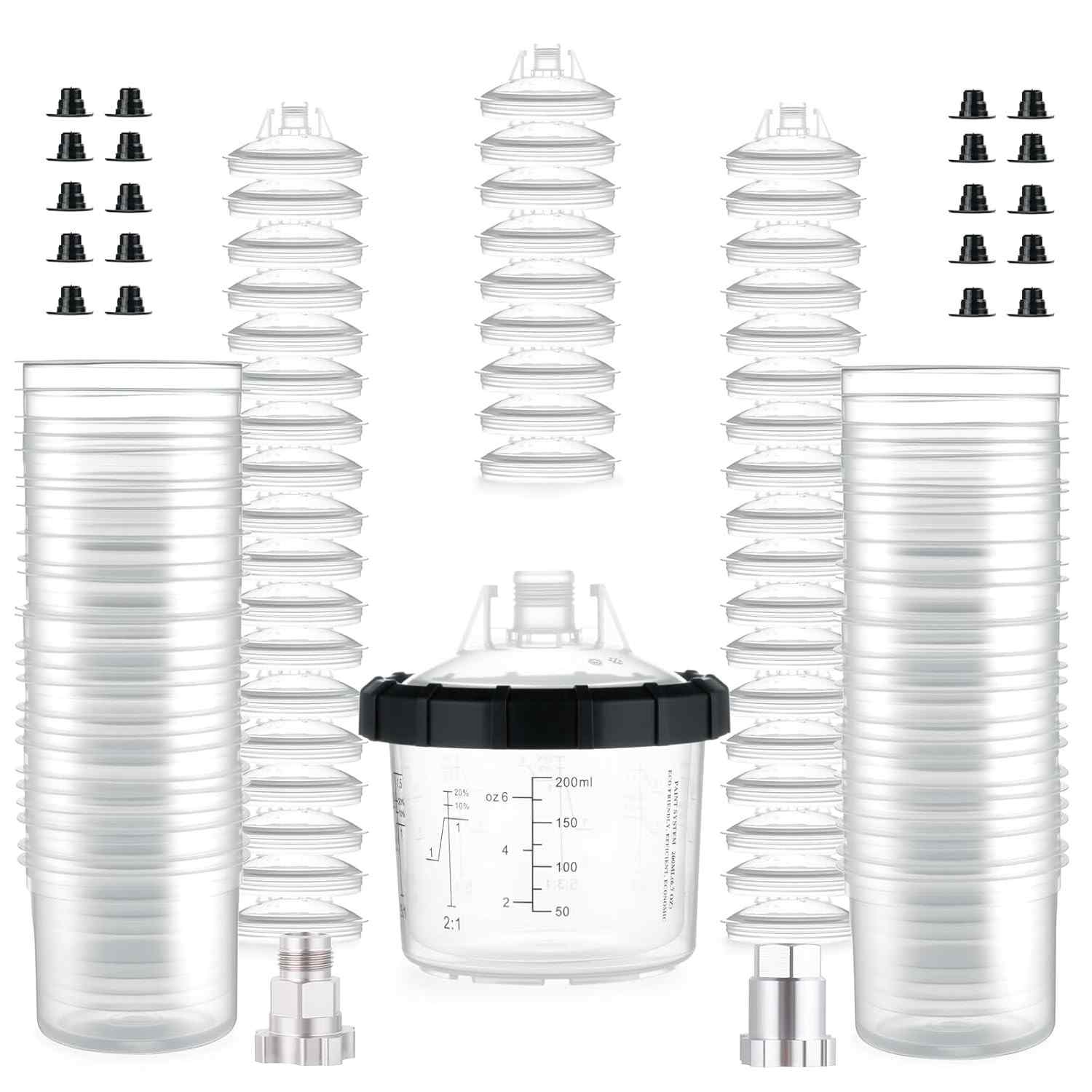 AEROPRO Kit de Revestimento para Pistola de Pintura - 50 Forros + Tampas com Filtro - Sistema Tudo-em-1 para Pulverização
