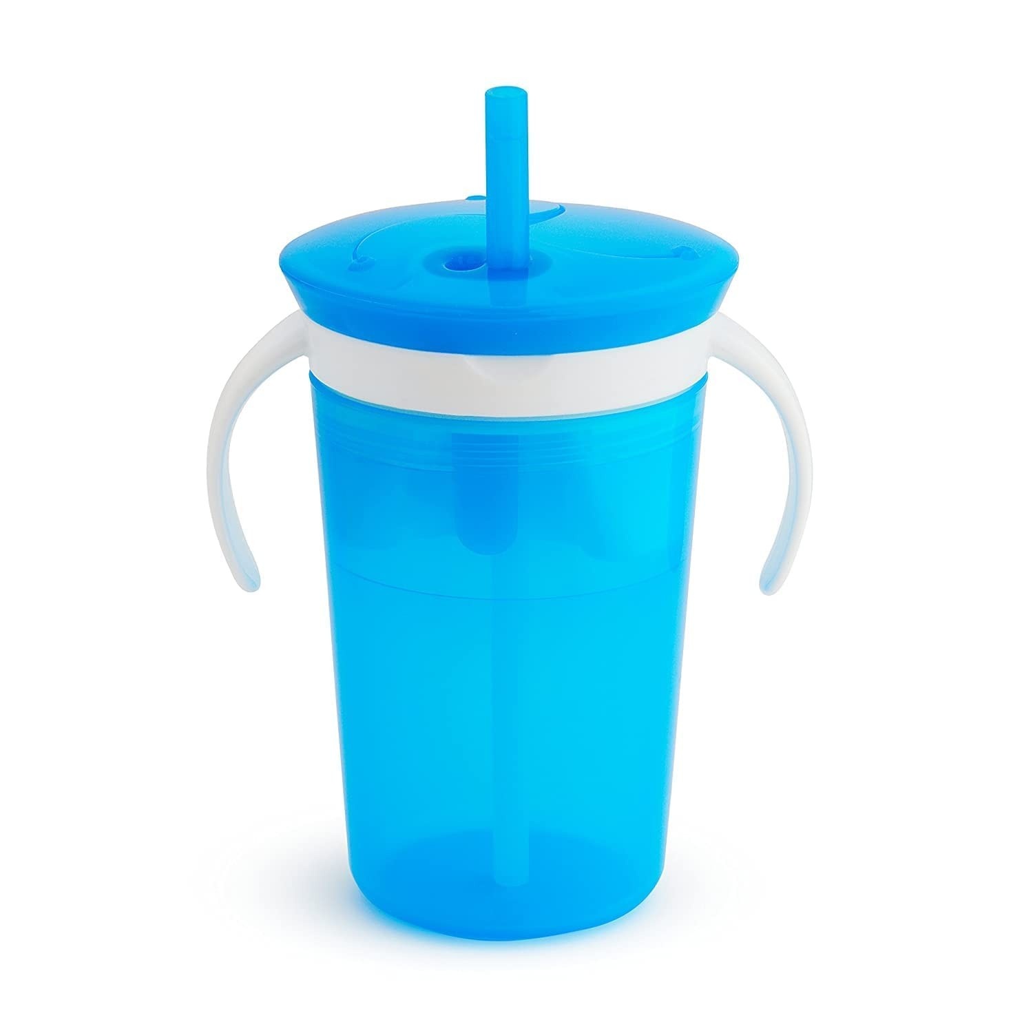 Copo Porta Biscoito com Alça e Canudo Munchkin Azul - Seguro e Prático para Crianças
