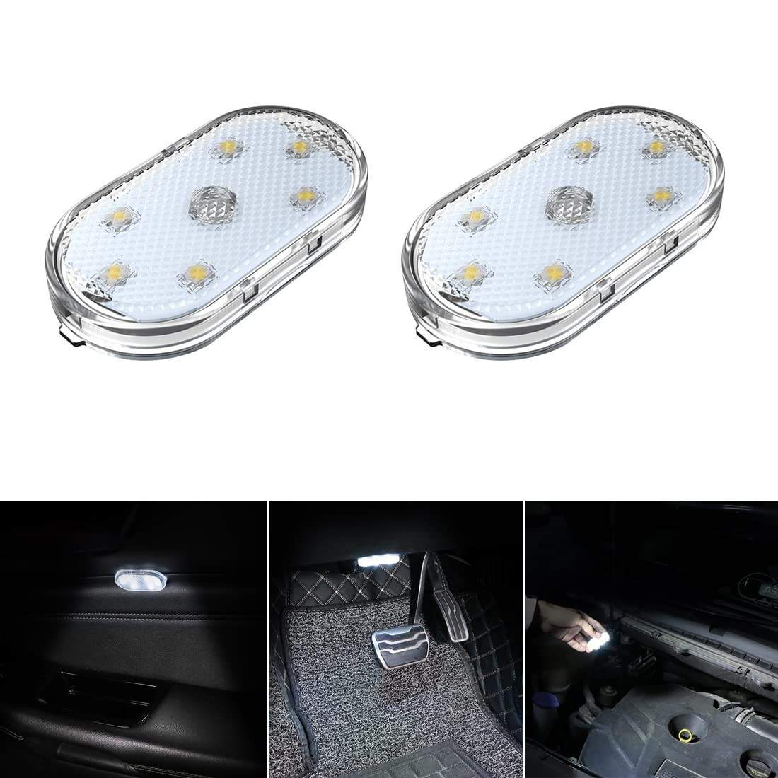 Kit 2 Luzes LED para Carro: Iluminação Ambiente Recarregável USB Branca e Portátil