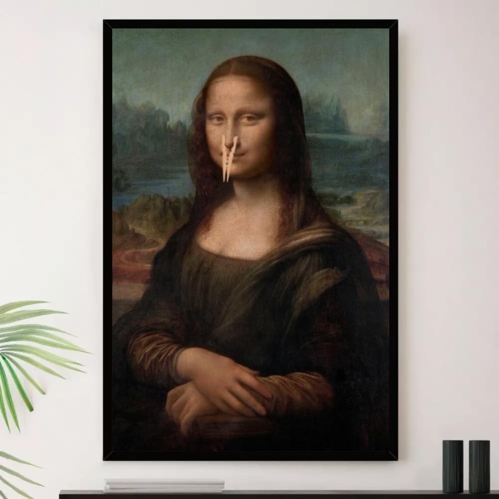 Quadro Banheiro Monalisa Cheiro Ruim Decorativo A3 35x45cm - Arte Irreverente para Ambientes Modernos