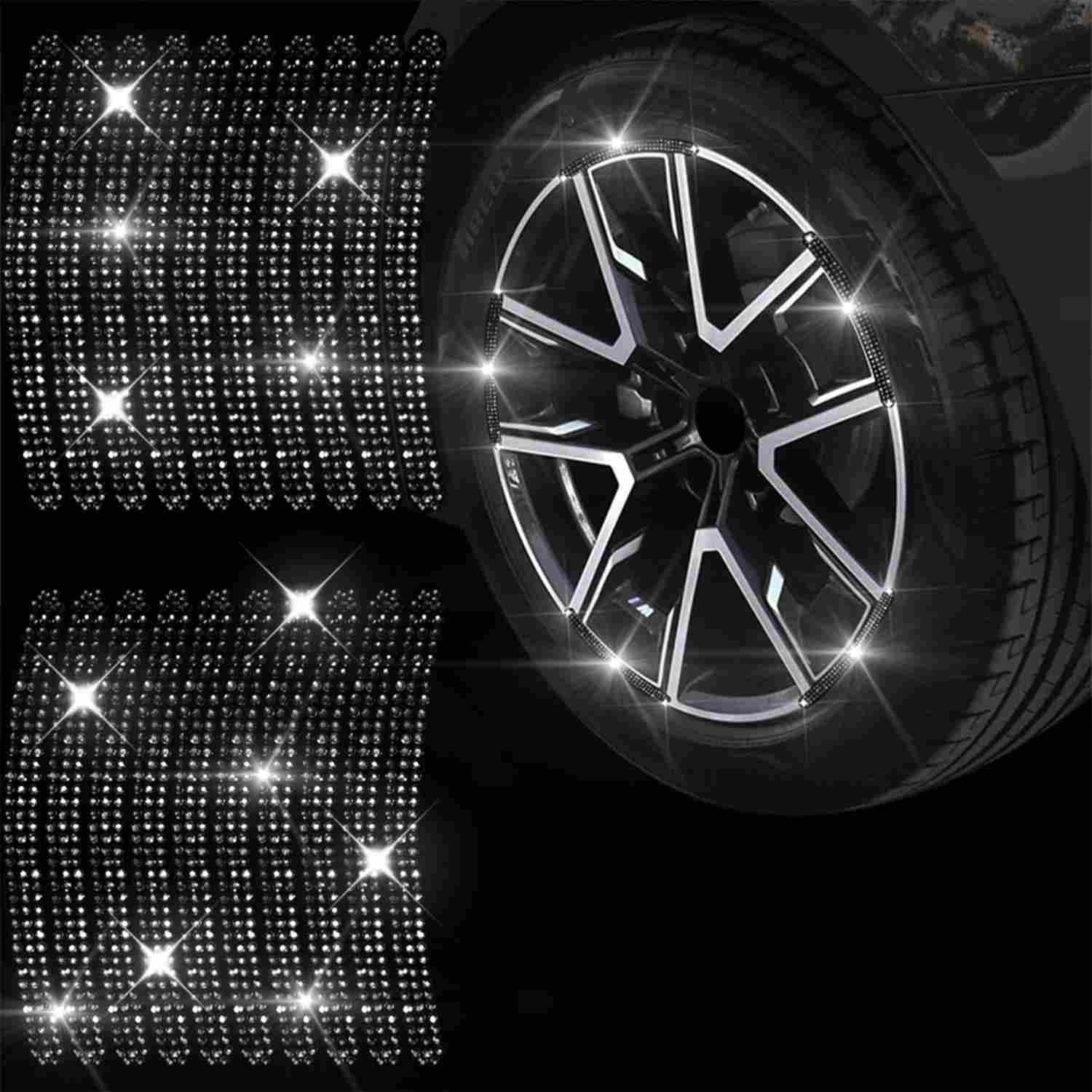 Adesivos Decorativos para Roda de Carro com Strass - 20 Peças Antirranhões e Refletivos