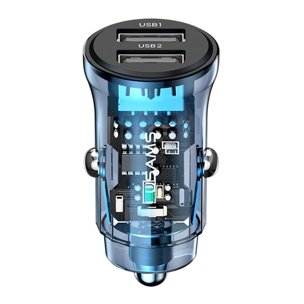 Carregador Veicular MPOWER 15W Azul: 2 Portas USB, Carregamento Rápido e Design Compacto para Viagens
