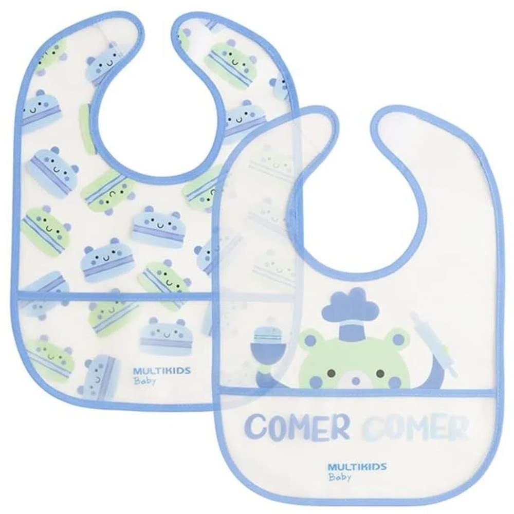 Kit 2 Babadores Easy Clean Azul - Proteção e Estilo para Bebês