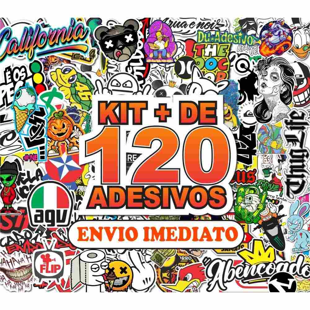 Kit com 120 Adesivos para Moto, Bike, Carro e Capacetes - Alta Resolução e Durabilidade