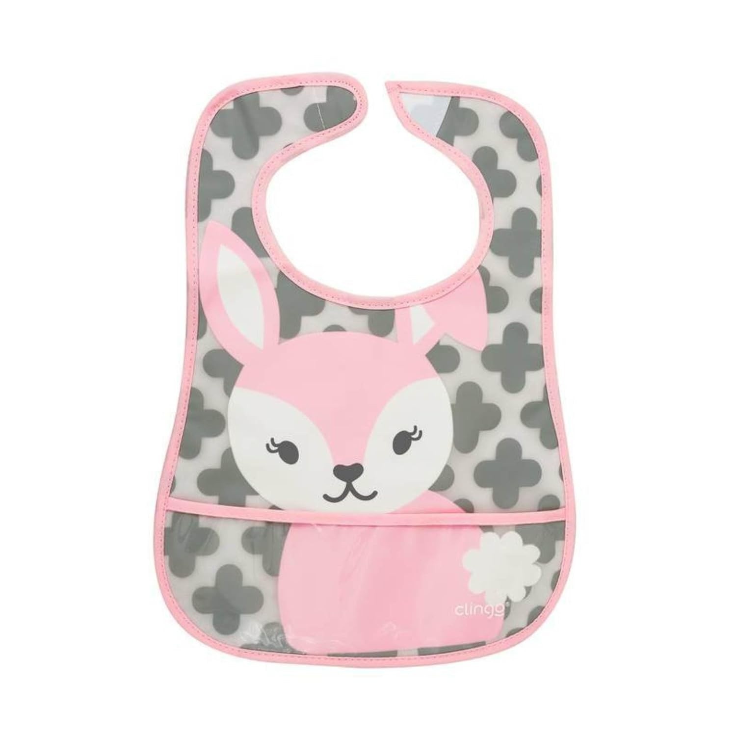 Babador Impermeável com Bolso para Bebê - Estampa Coelho | Clingo C5065