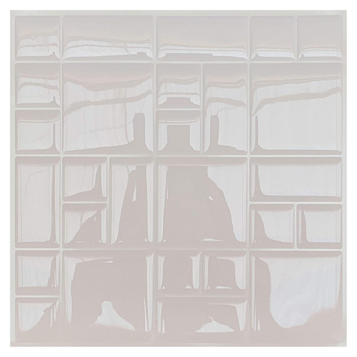 Pastilha Adesiva Branca Resinada - Kit com 4 Placas para Decoração Moderna