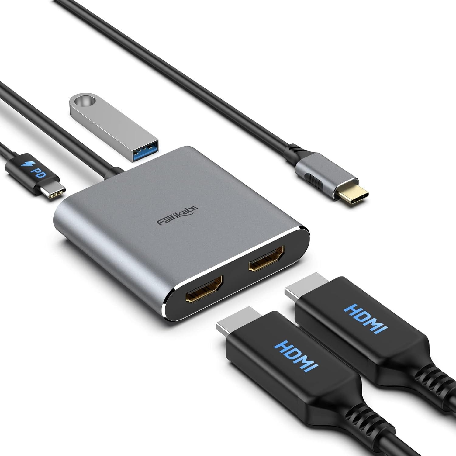 Adaptador USB C para HDMI 4K 60Hz 4 em 1: Expanda sua Produtividade com Carregamento PD 100W e USB 3.0