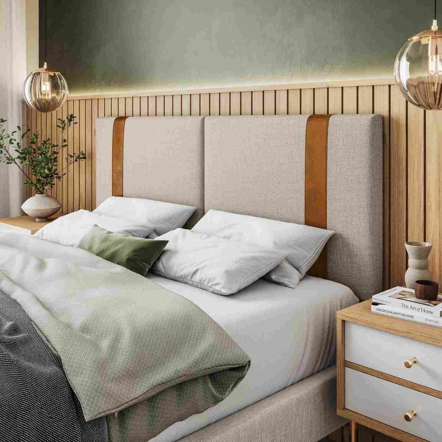 Cabeceira Dobrável ARTE Estofada em Linho – Sofisticação e Conforto para o Seu Quarto